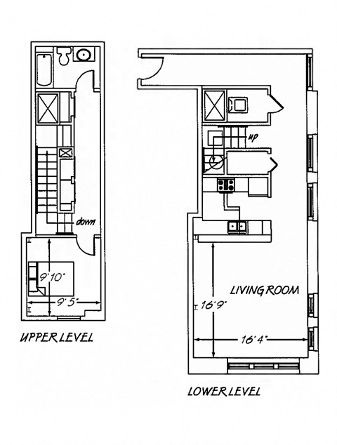 Floor plan for 1 bed, 1 bath, 936 sqft